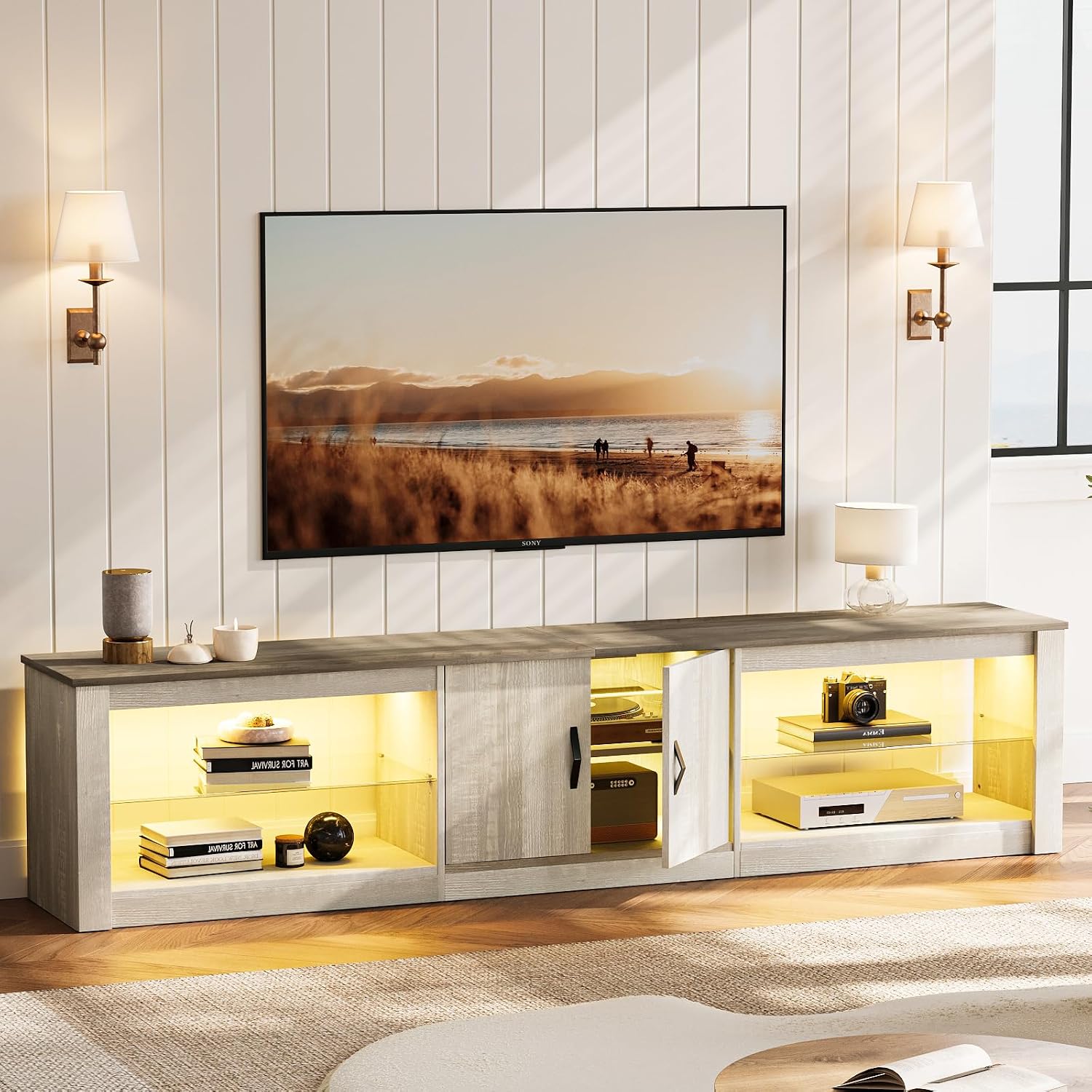Gaming Console Cabinet - 80 Inch TV Stand for 75-86