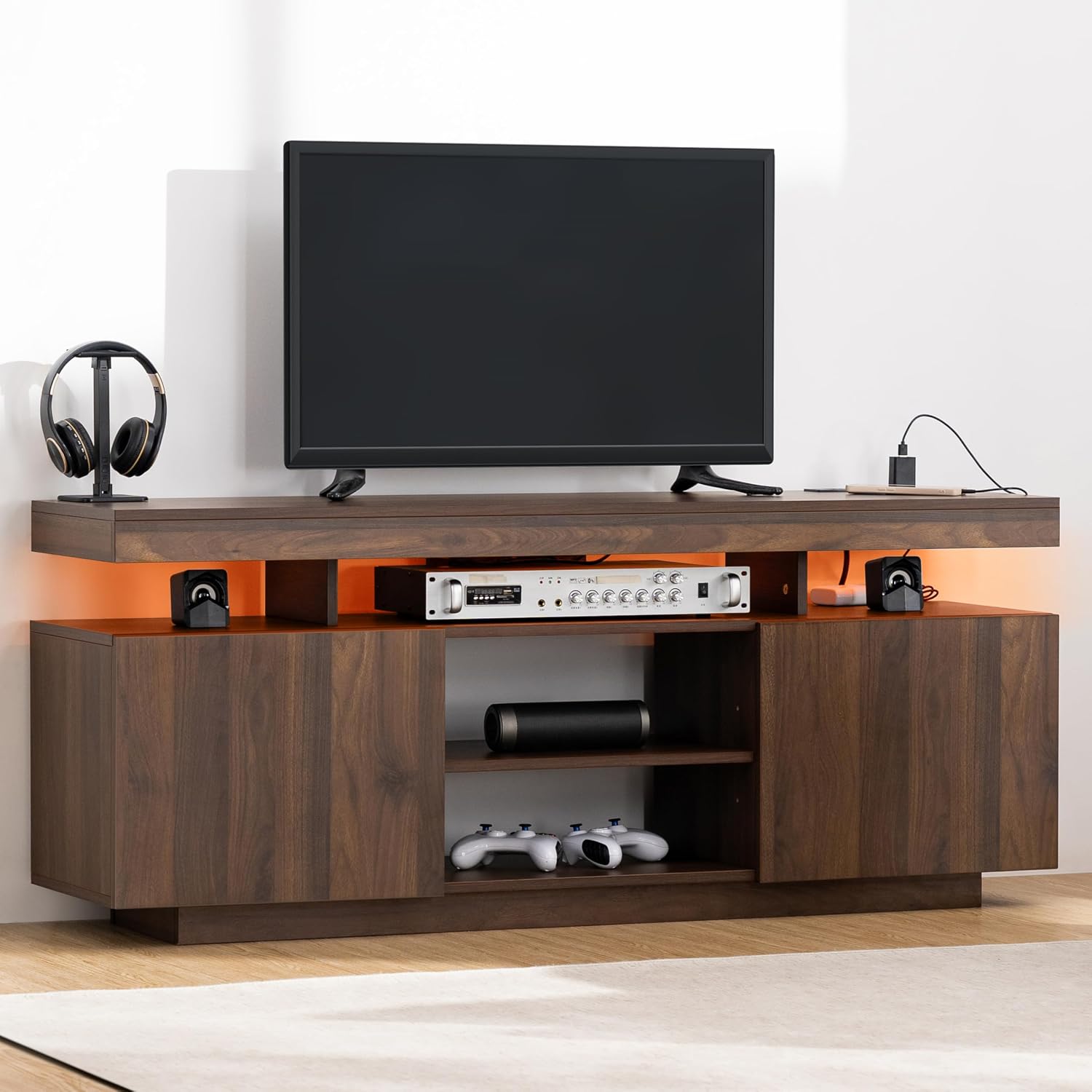 Gaming Console Room - LED TV Stand with Power Outlets