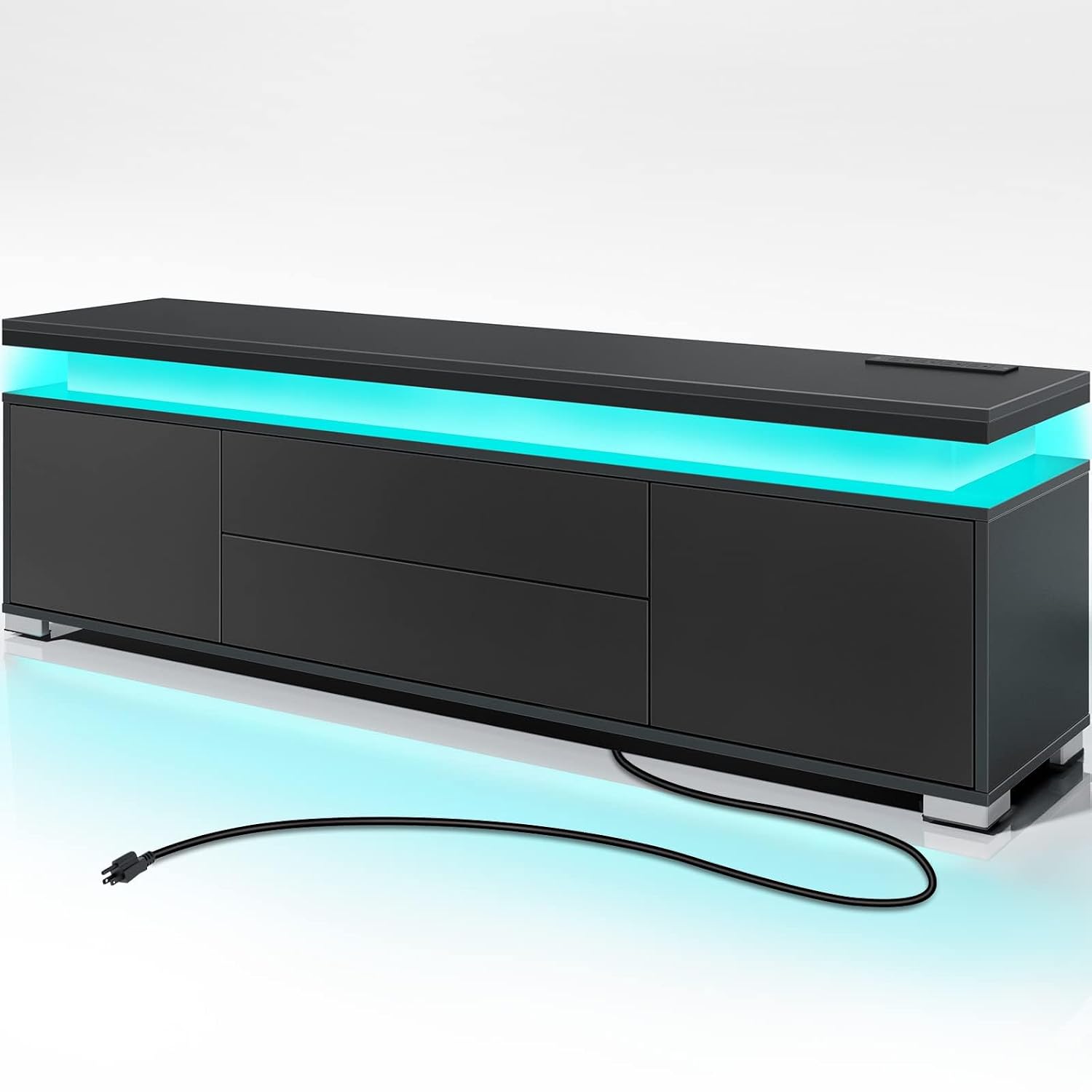 Gaming Console Cabinet - TV Stand with Power Outlet &