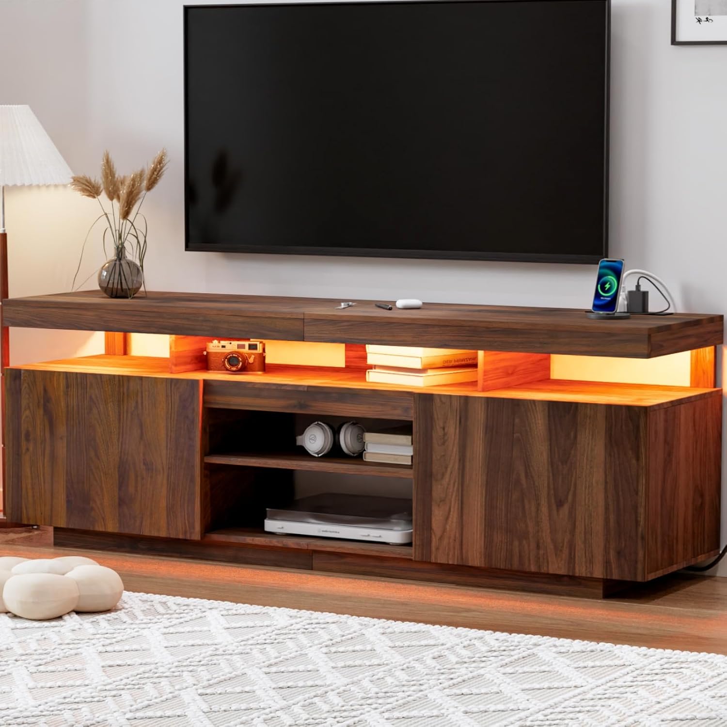 Gaming Console Cabinet - Modern LED TV Stand 75 Inch