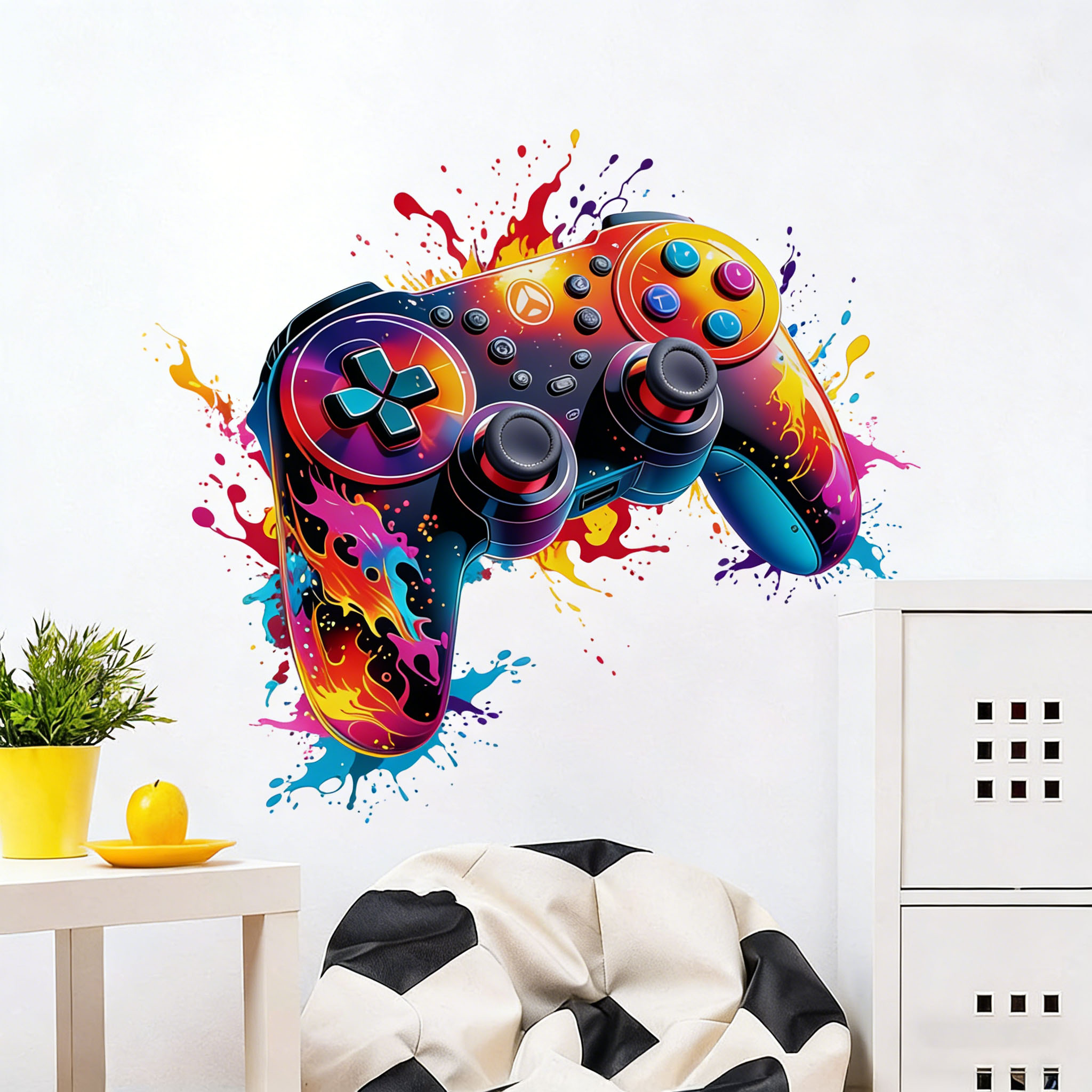 Red Flame Game Controller Wall - Gaming Console Cabinet ulasan dan harga