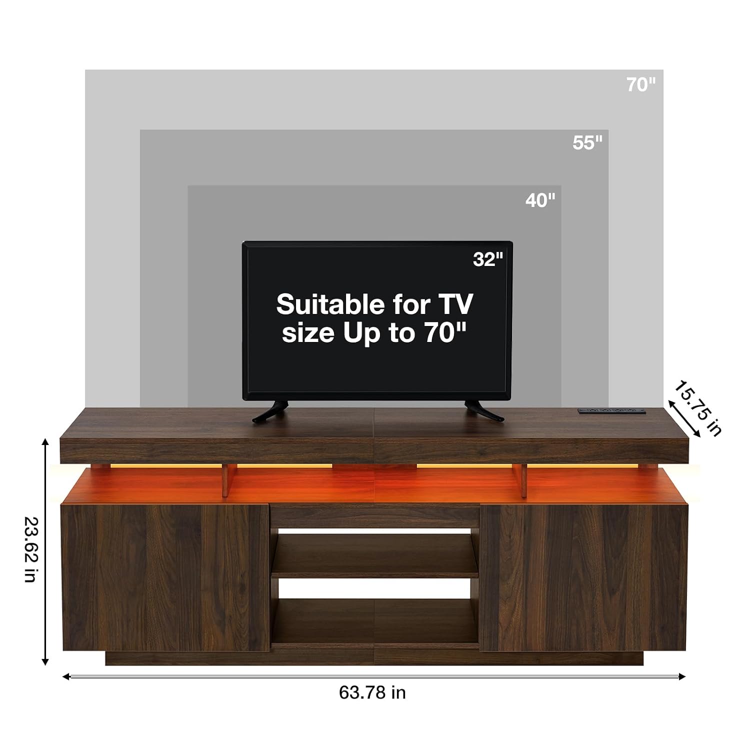 LED TV Stand with Power Outlet - Gaming Console Cabinet ulasan dan harga
