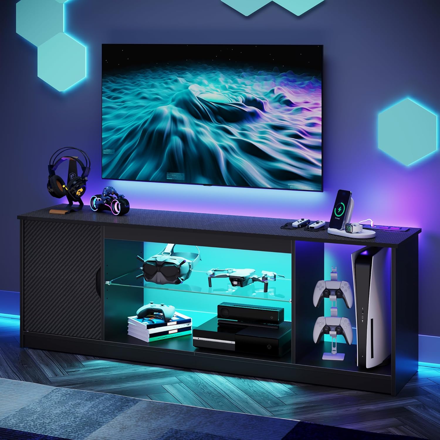TV Stand with Power Outlets Ga - Gaming Console Room ulasan dan harga