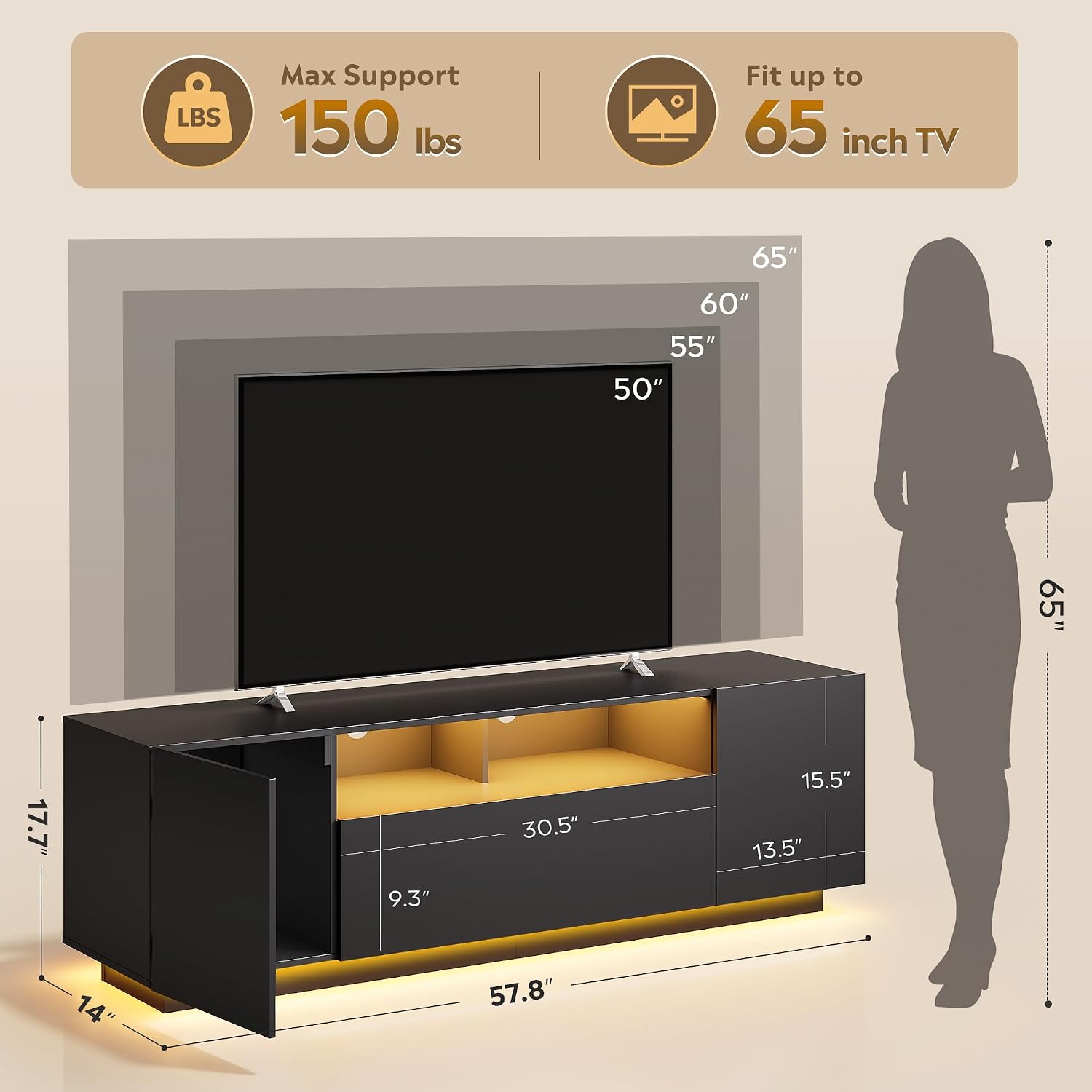 Modern LED TV Stand With Cabin - Gaming Console Cabinet ulasan dan harga