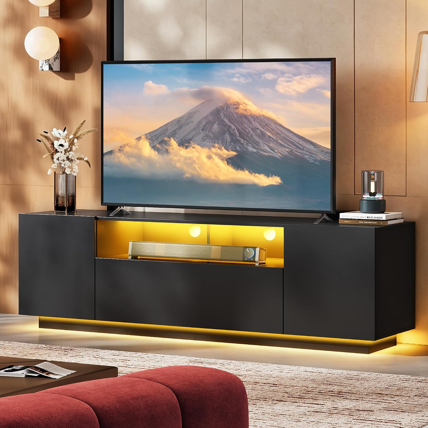 Modern LED TV Stand With Cabin - Gaming Console Cabinet ulasan dan harga