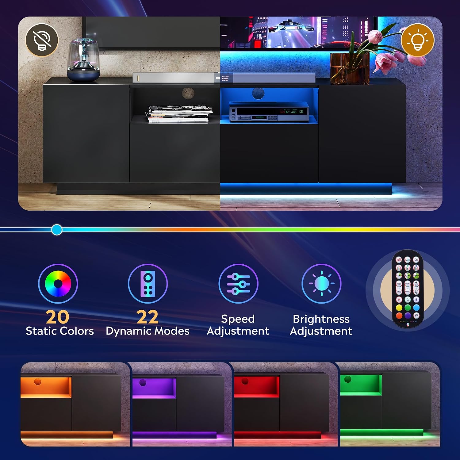 Modern LED TV Stand With Cabin - Gaming Console Cabinet ulasan dan harga