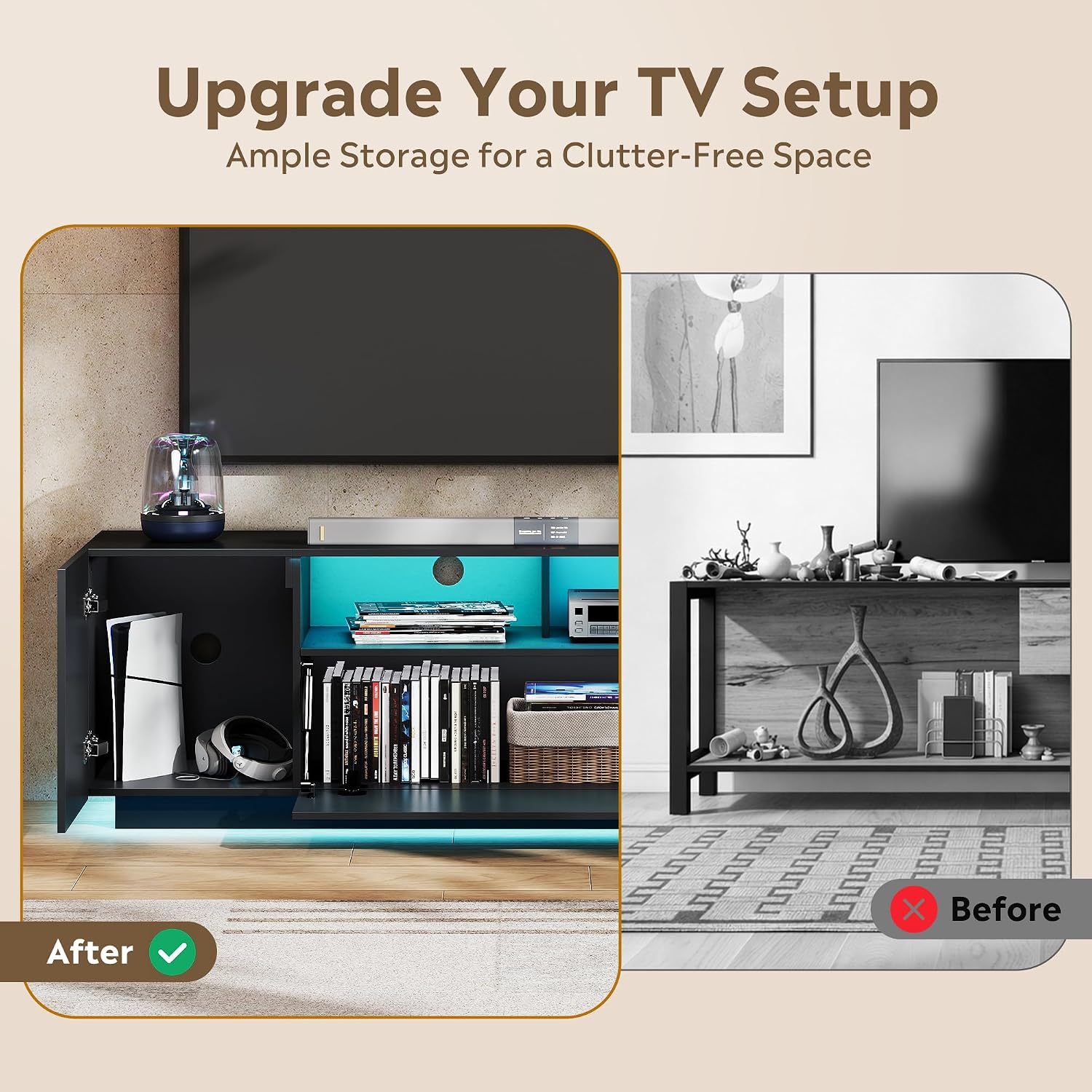 Modern LED TV Stand With Cabin - Gaming Console Cabinet ulasan dan harga