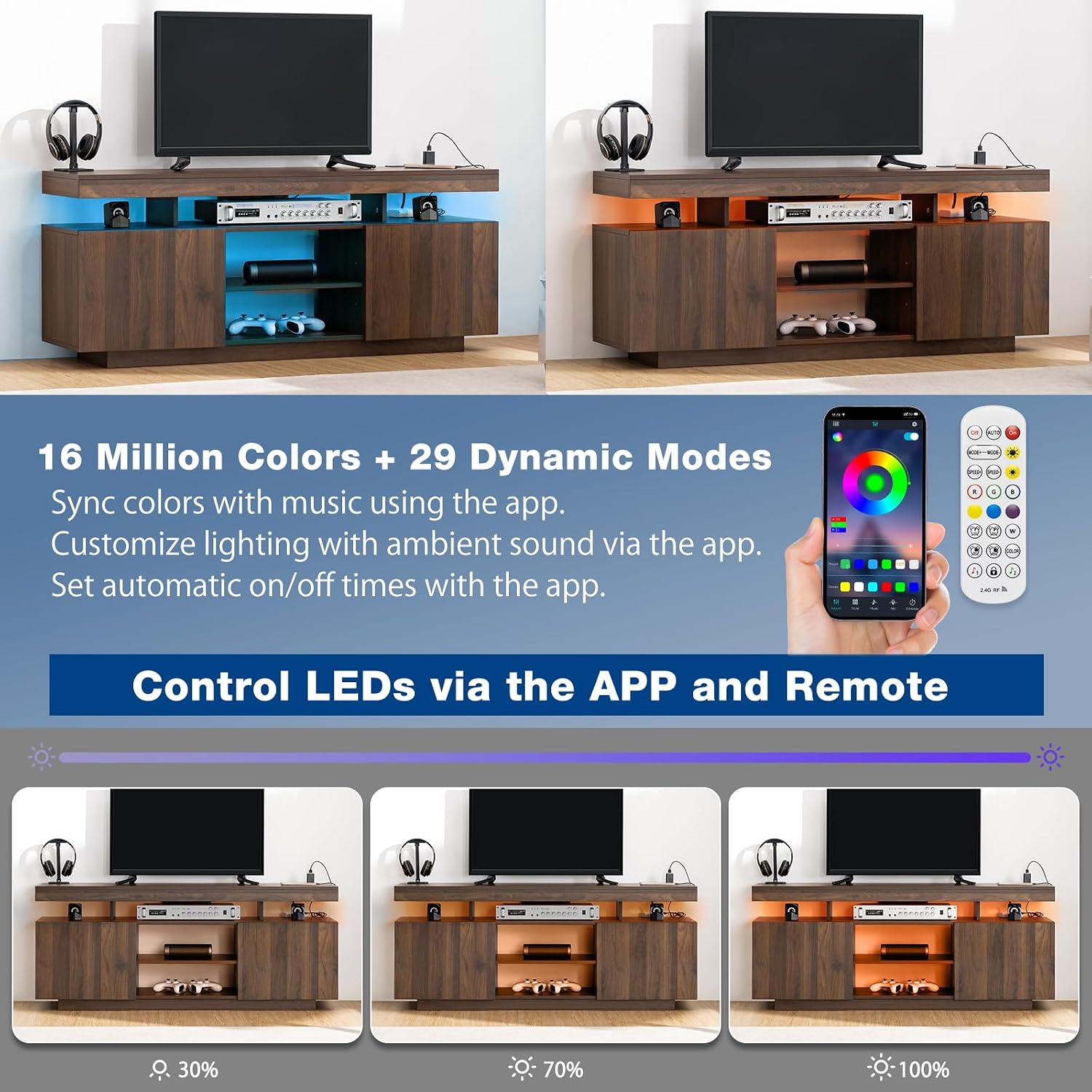 LED TV Stand with Power Outlet - Gaming Console Room ulasan dan harga
