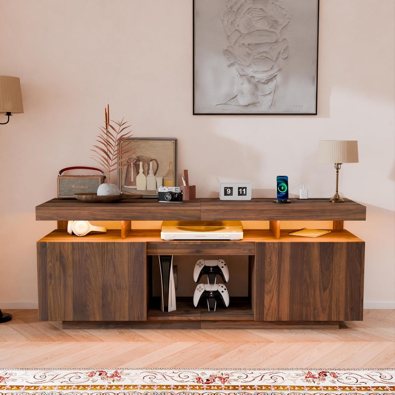 Modern LED TV Stand 75 Inch Wa - Gaming Console Cabinet ulasan dan harga