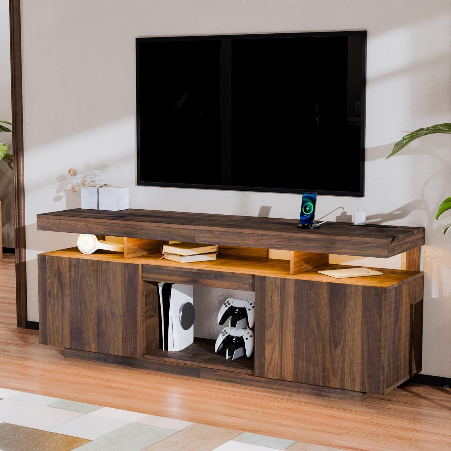 Modern LED TV Stand 75 Inch Wa - Gaming Console Cabinet ulasan dan harga