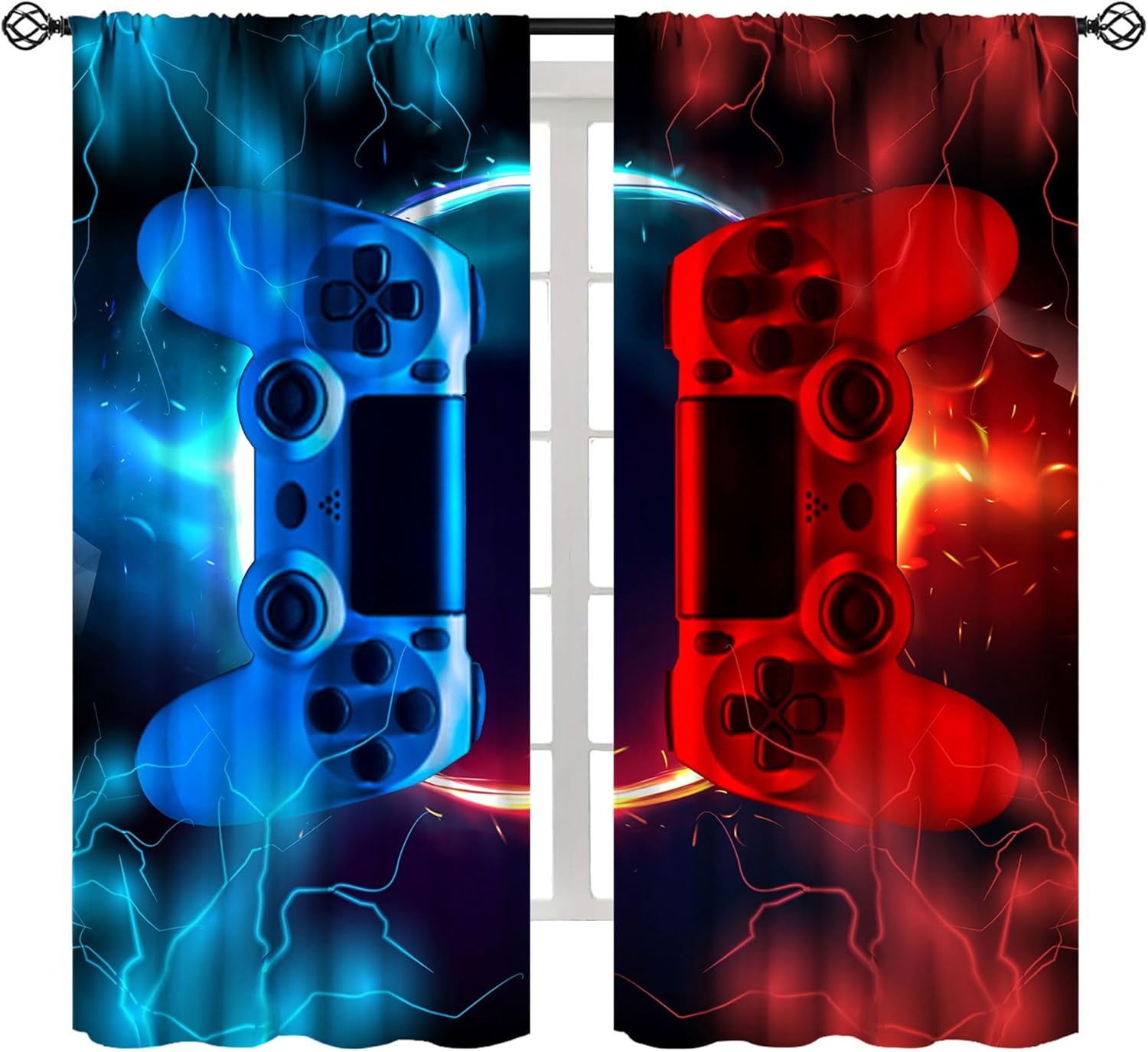 Gaming Curtain Blue Red Arcade - Gaming Console Cafe ulasan dan harga
