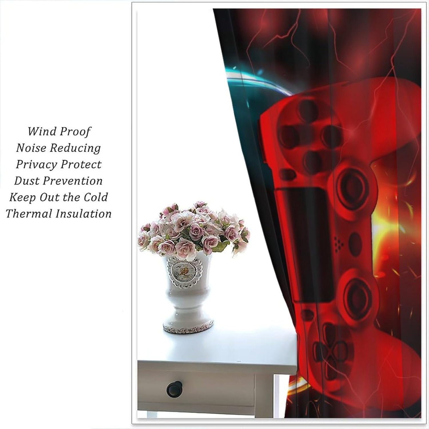 Gaming Curtain Blue Red Arcade - Gaming Console Cafe ulasan dan harga