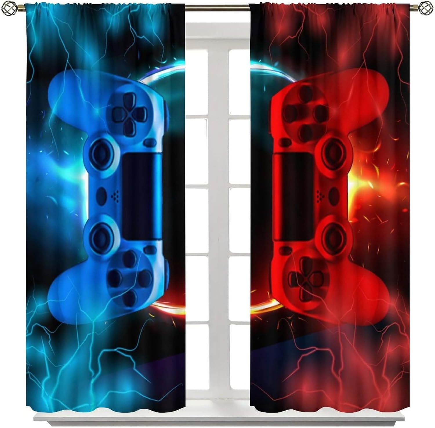 Gaming Curtain Blue Red Arcade - Gaming Console Cafe ulasan dan harga